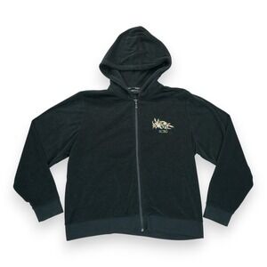 BCBG Maxazria Y2K Black Hoodie Embroidered Sweater Rhinestone Womens Size 3X